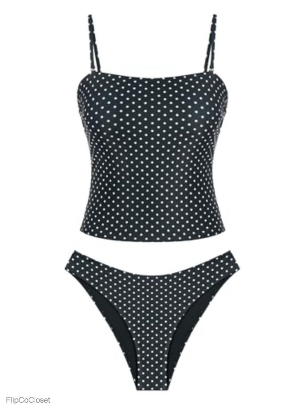 *NEW*Zaful Black & White Polka Dot Tankini Set